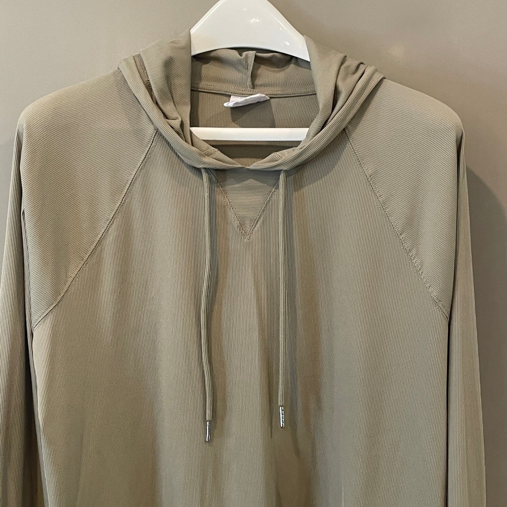 Sage Collective Womens Ribbed Knit Long Sleeve Hoodie Olive Green XL